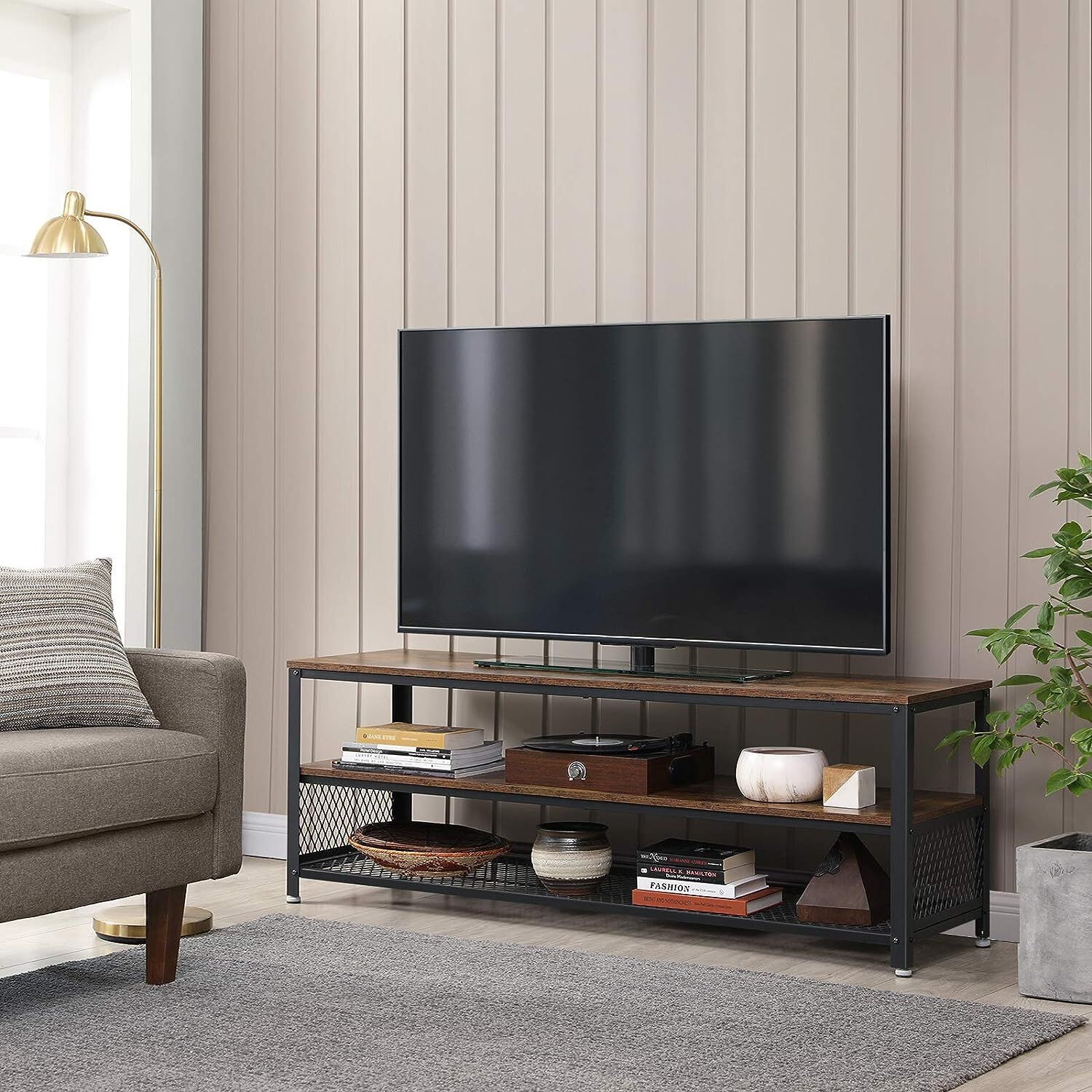 Industrial TV Stand 60 Inches, Rustic Brown Price