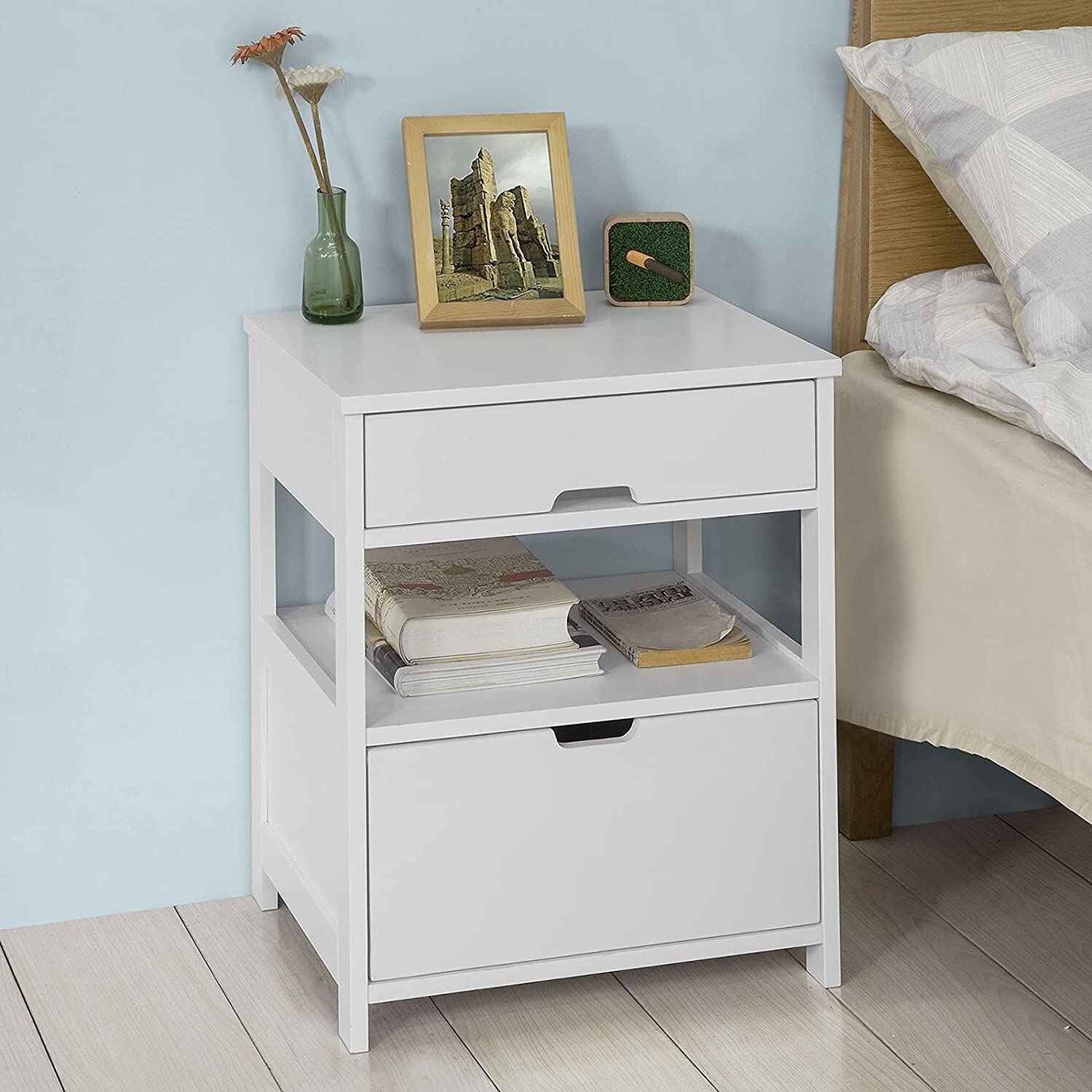 Catalina White Bedside Table with 2 Drawers Price