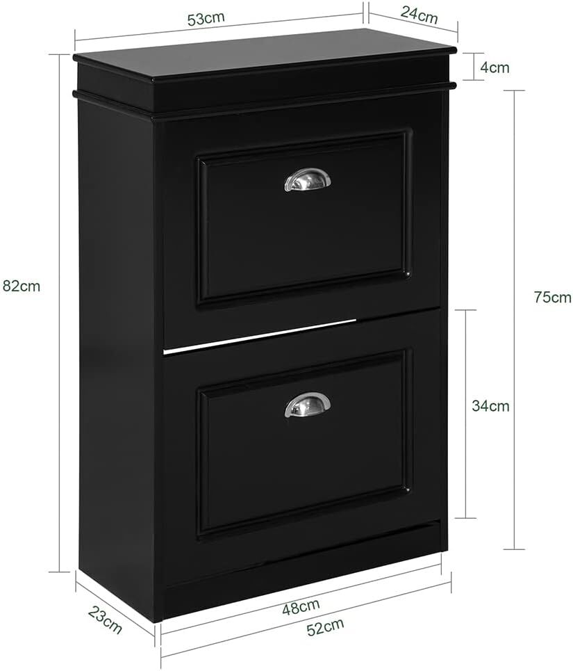 Shoe Cabinet 2 Drawers Storage Cupboard Black Price