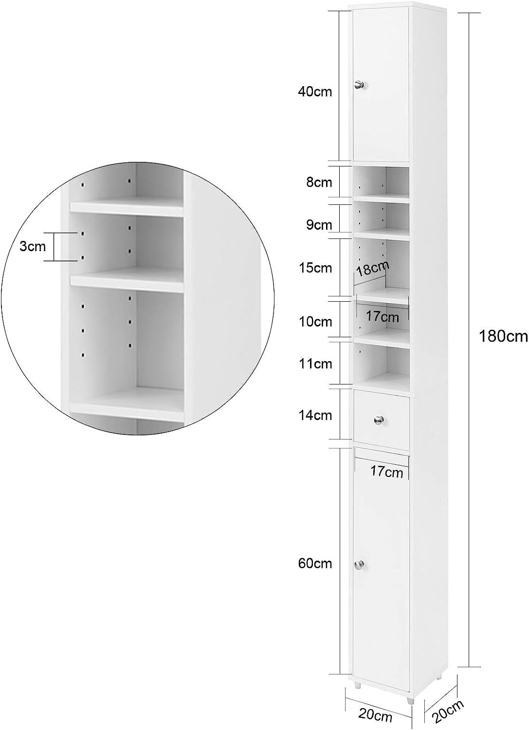 White Tall Bathroom Cabinet High Storage Price