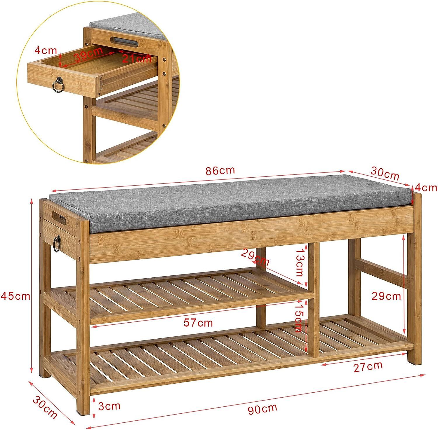 Bamboo Shoe Bench Drawers Lift Top Price
