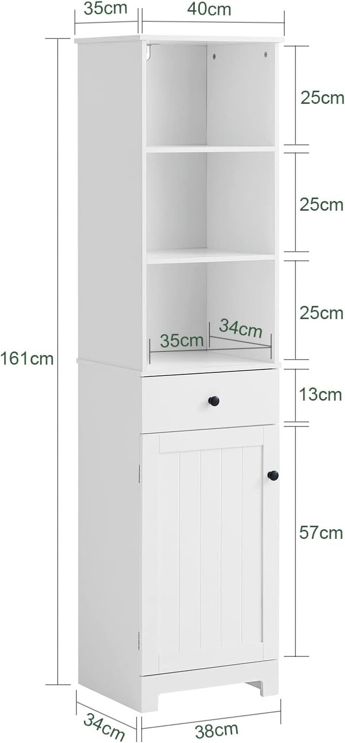 Tall Bathroom Storage Cabinet 3 Shelves, White Price