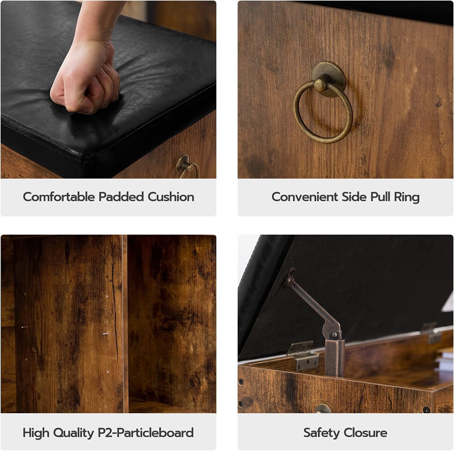 Shoe Storage Bench with Padded Cushion,Flip-Open Storage Box and Adjustable Shelf for Entryway and Living Room Price