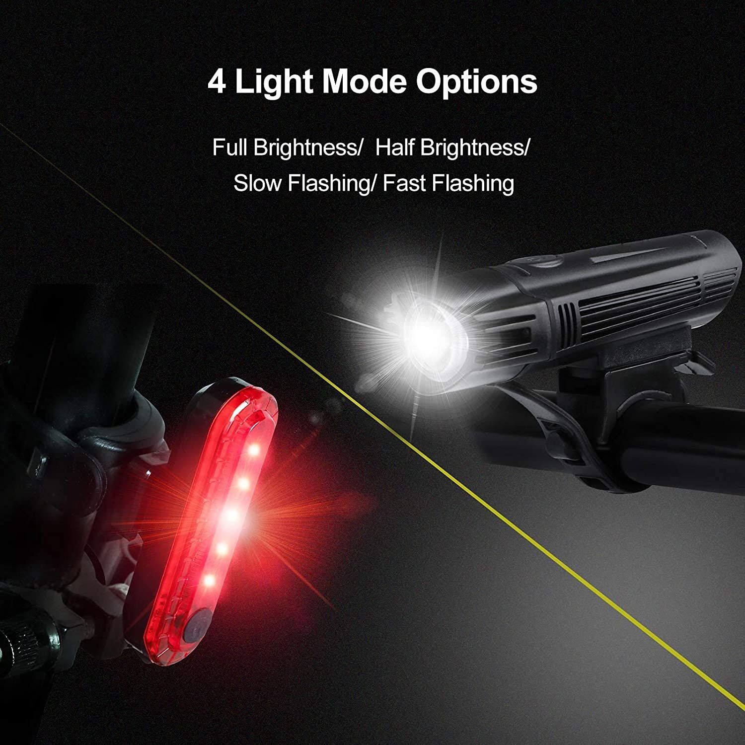 Waterproof Rechargeable LED Bike Lights Set (2000mah Lithium Battery, IPX4, 2 USB Cables) Price