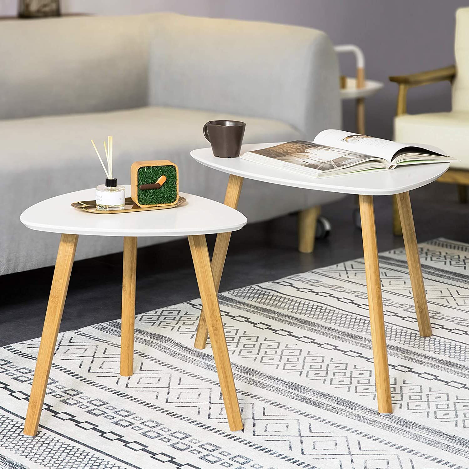 Set of 2 White Side Nesting Tables Price