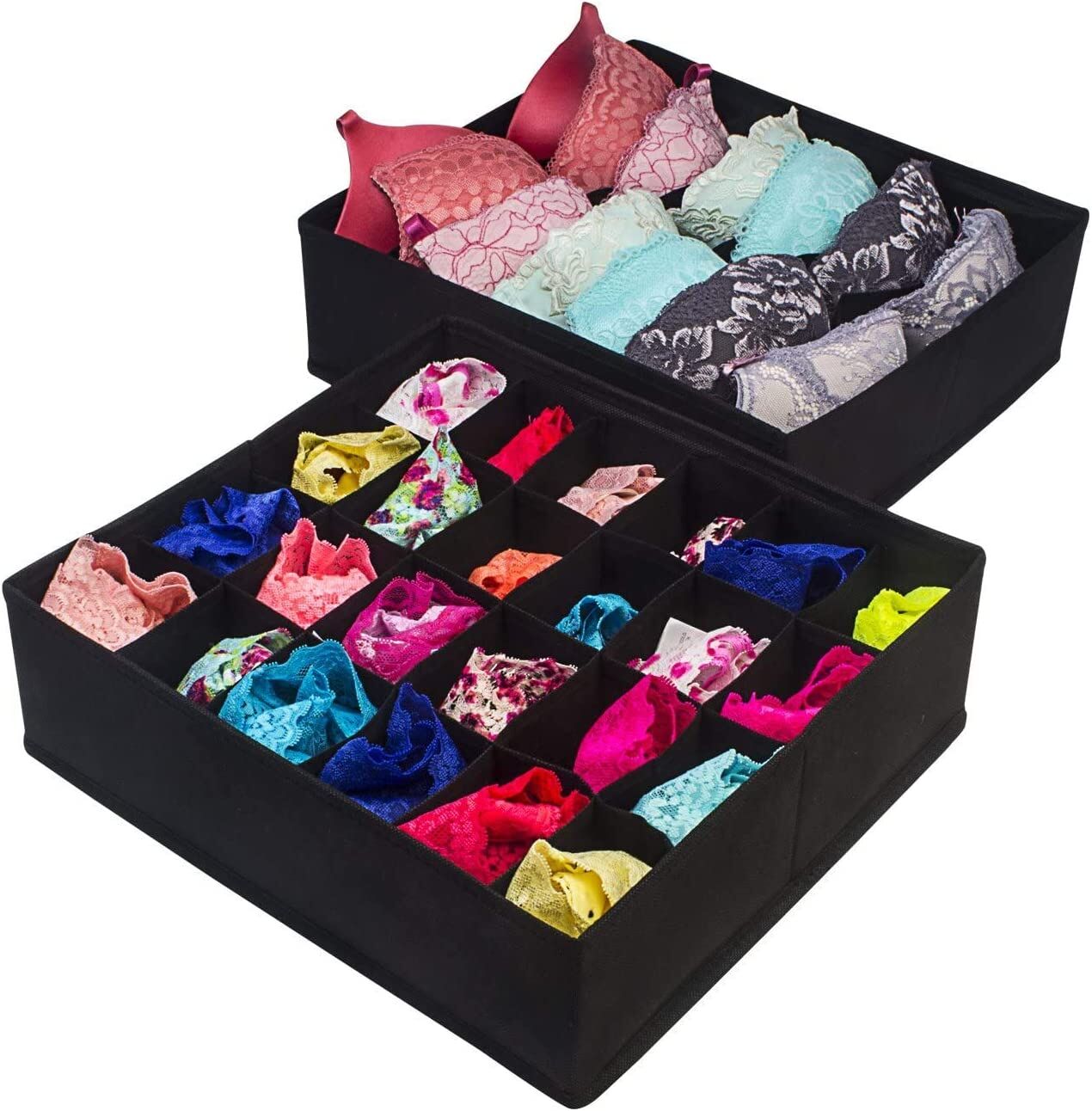 4 Pack Foldable Drawer Dividers Storage Boxes (Black) Price