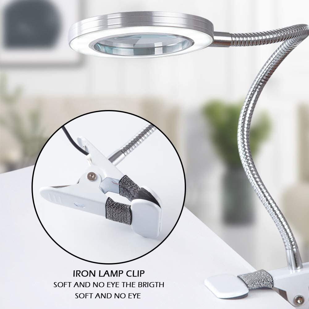 Lighting LED 8X Magnifying Lamp with Metal Clamp 360° Flexible Gooseneck and USB Plug Design for Tattoo, Manicure and Reading Price