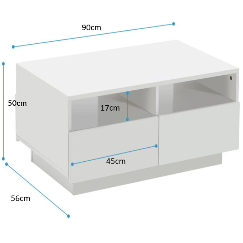 High Gloss White LED Coffee Table With 4 Drawers Price