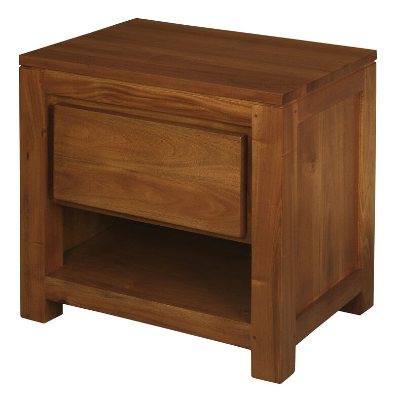 Amsterdam Solid Mahogany Timber 1 Drawer Bedside Table (Light Pecan) Price
