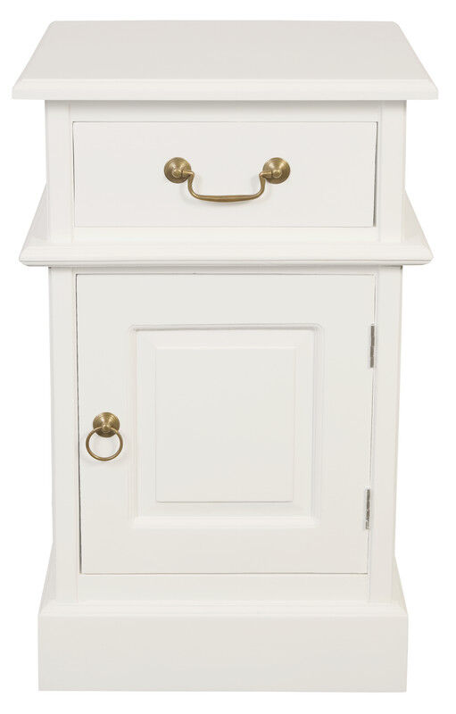 Tasmania 1 Solid Door 1 Drawer Bedside (White) Price