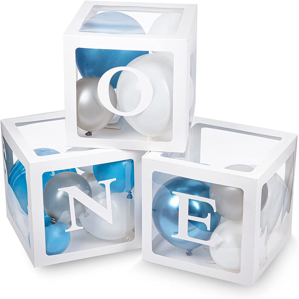 ONE Balloons Box Clear Gift Boxes Gift Birthday Baby Shower Party AU Price