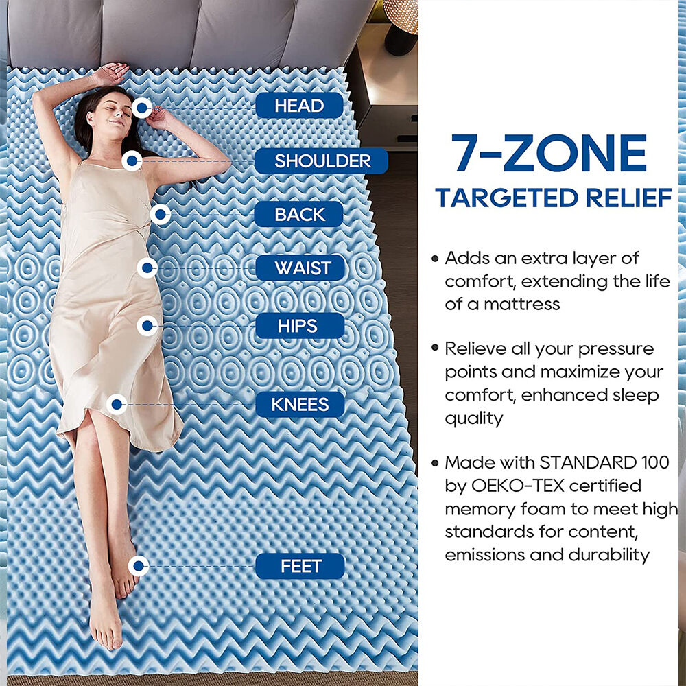 7 Zone Memory Foam Topper Mattress Toppers Cool Gel Pad Mat Medium Firm 8cm Thick 183cm x 203cm Price
