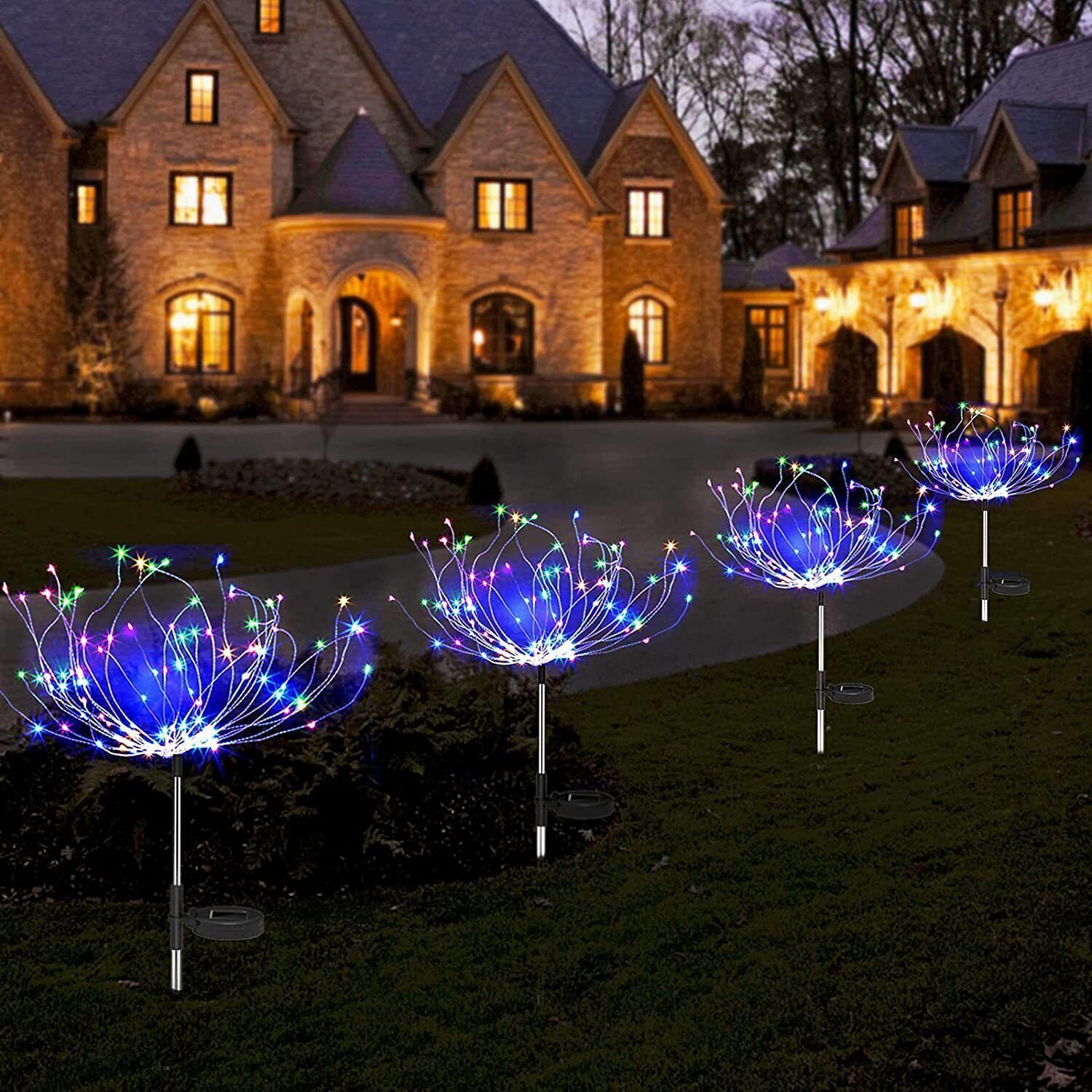 Colourful Fireworks 150 LED Fairy String Lights Starburst Solar Xmas Garden Night Lamp Hot NEW Price