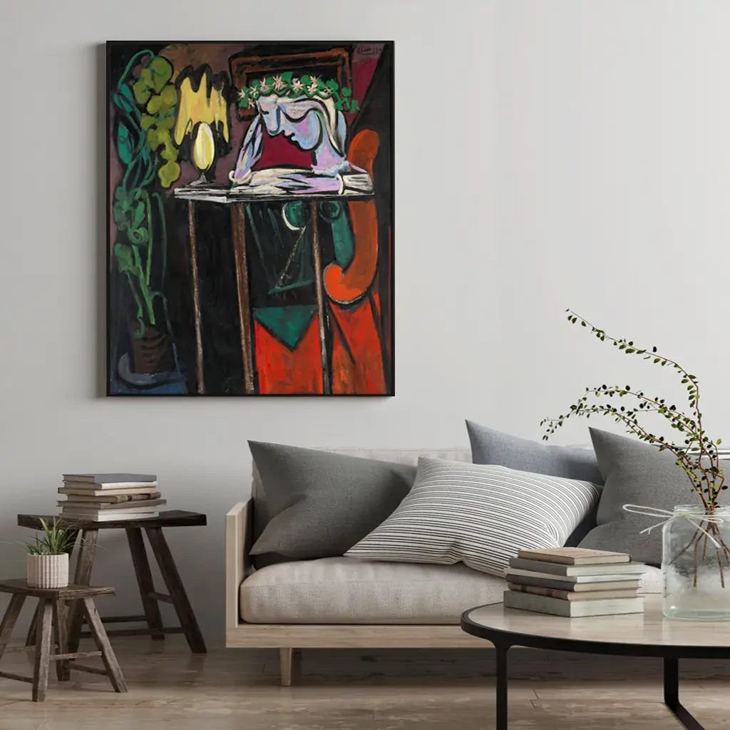 Wall Art 40cmx60cm Reading Girl by Pablo Picasso Black Frame Canvas Price