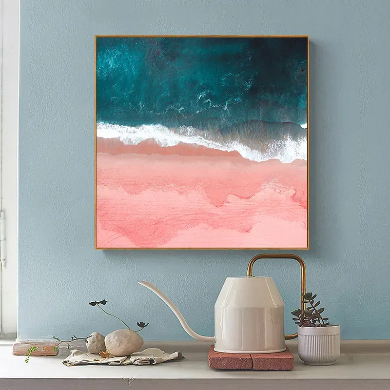 Wall Art 100cmx100cm Pink Sea Wood Frame Canvas Price