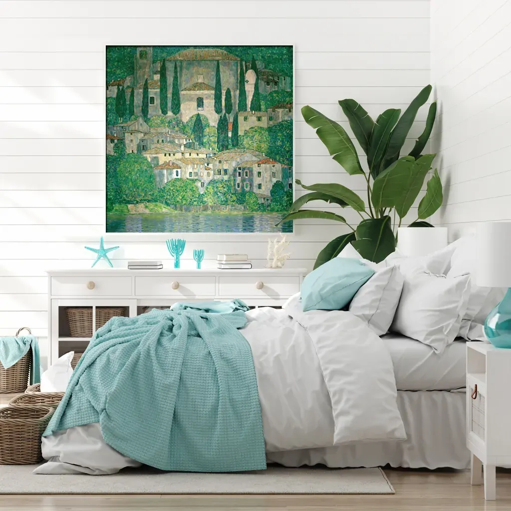 Wall Art 100cmx100cm Kirche In Cassone by Gustav Klimt White Frame Canvas Price