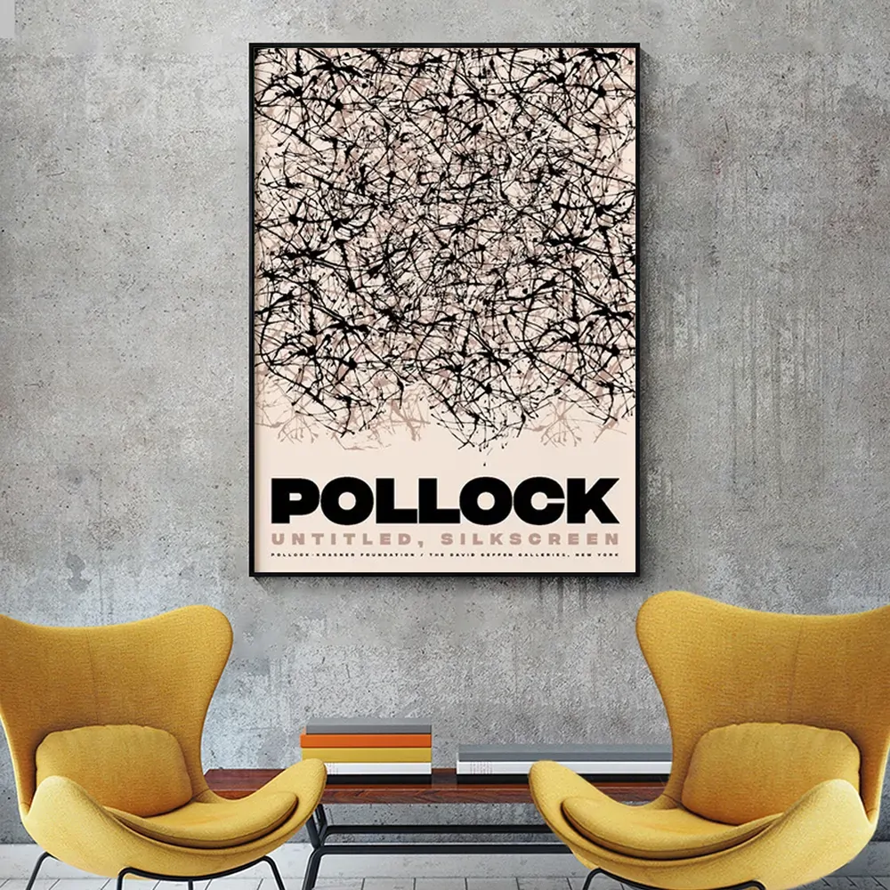 Wall Art 100cmx150cm Jackson Pollock Exhibition II Black Frame Canvas Price