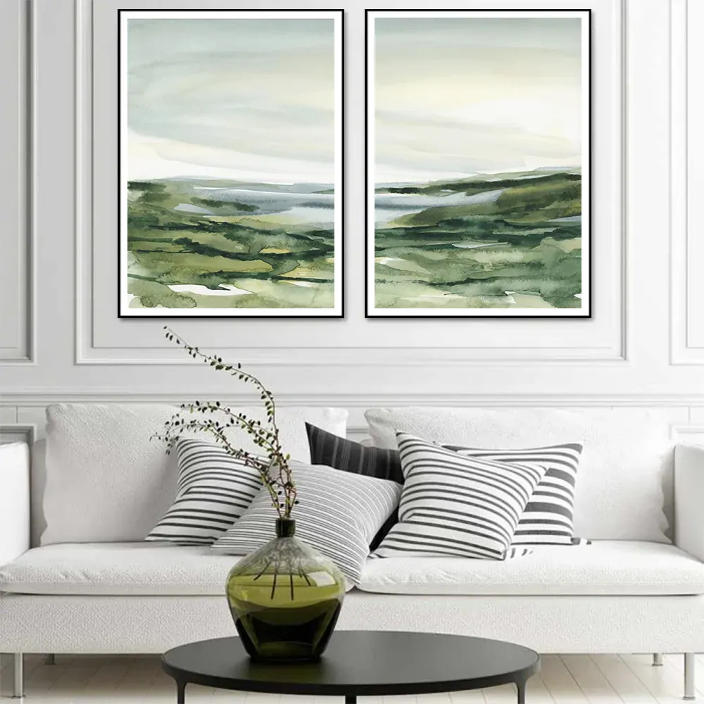 Wall Art 40cmx60cm Watercolor landscape 2 Sets Black Frame Canvas Price