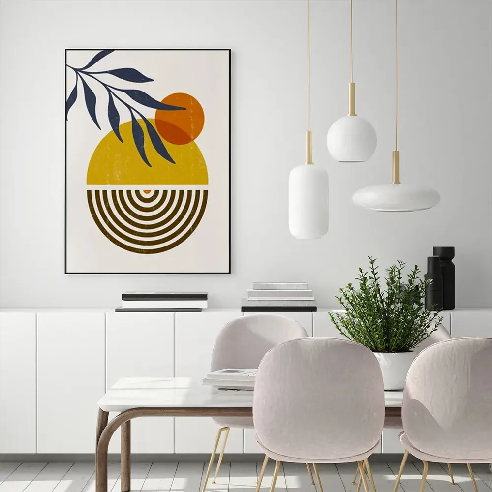 Wall Art 100cmx150cm Sun and Moon Black Frame Canvas Price