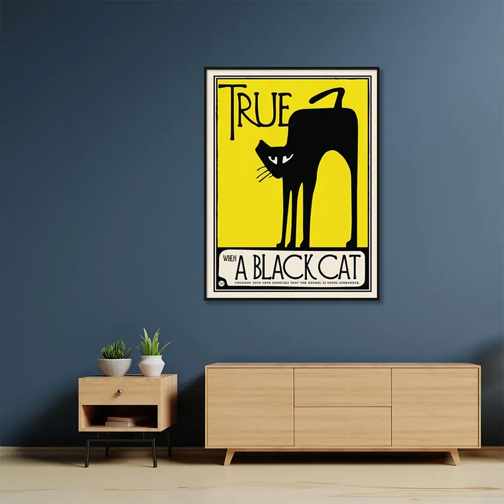 Wall Art 40cmx60cm Black Cat Black Frame Canvas Price