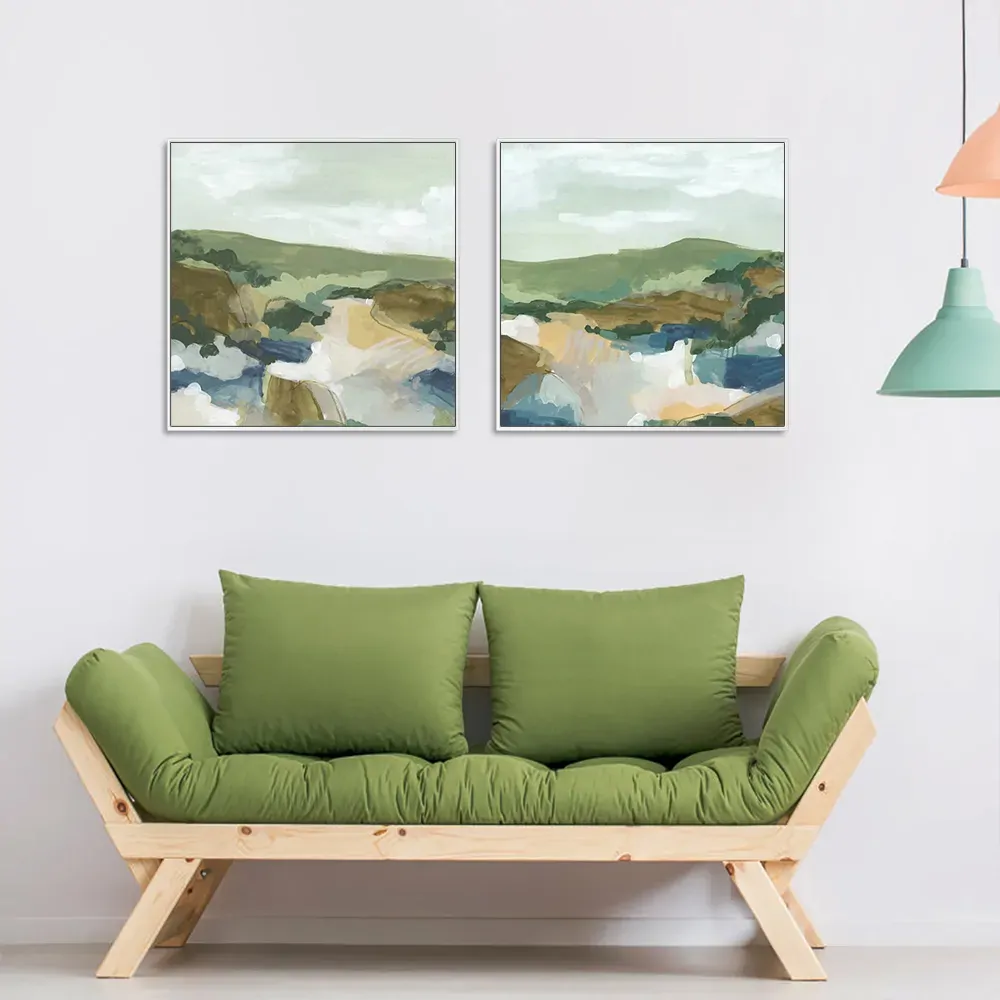 Wall Art 40cmx40cm Abstract Landscape 2 Sets White Frame Canvas Price