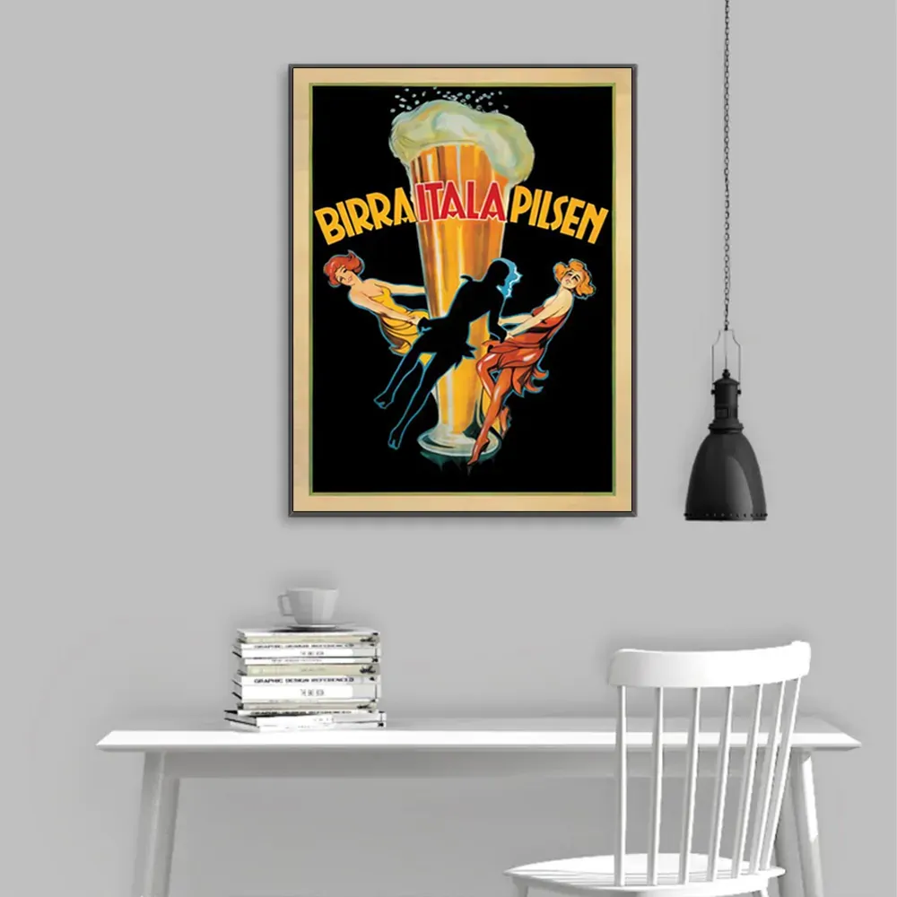Wall Art 40cmx60cm Birra Itala Pilsen Black Frame Canvas Price