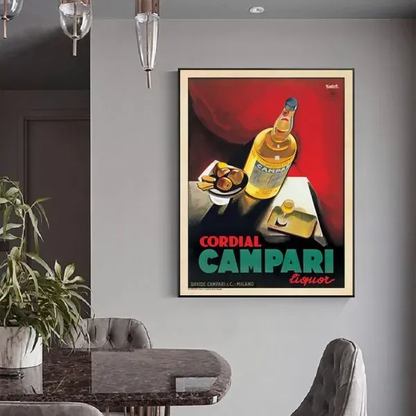 Wall Art 90cmx135cm Cordial Campari Liquor Black Frame Canvas Price