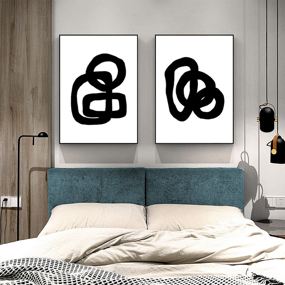 100cmx150cm Black and White 2 Sets Black Frame Canvas Wall Art Price