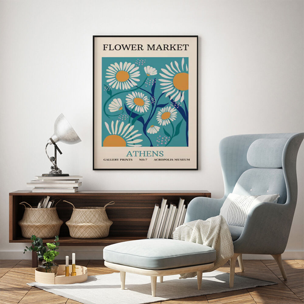 100cmx150cm Flower Market Athens Black Frame Canvas Wall Art Price