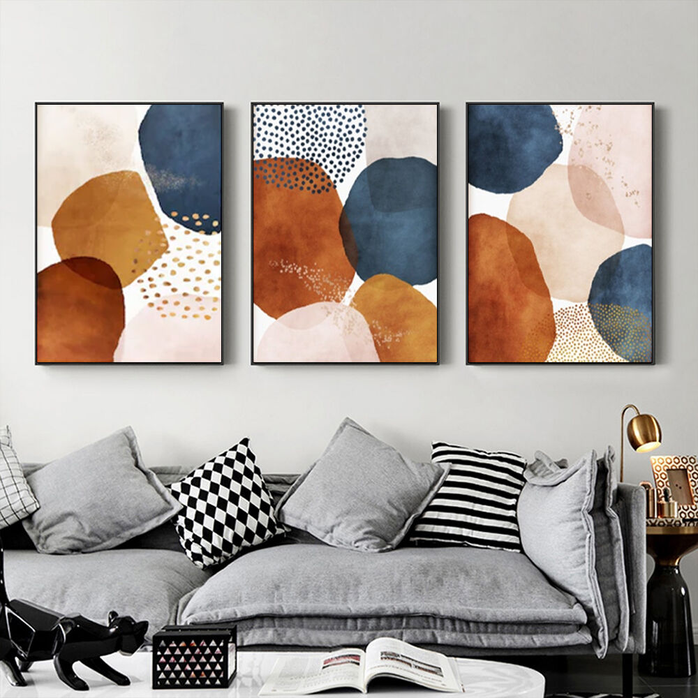 80cmx120cm Navy Pink Beige 3 Sets Black Frame Canvas Wall Art Price