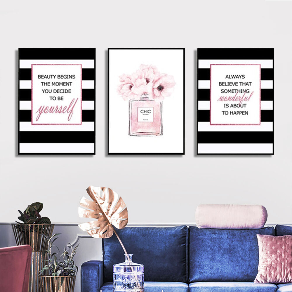 60cmx90cm Fashion Prints 3 Sets Black Frame Canvas Wall Art Price