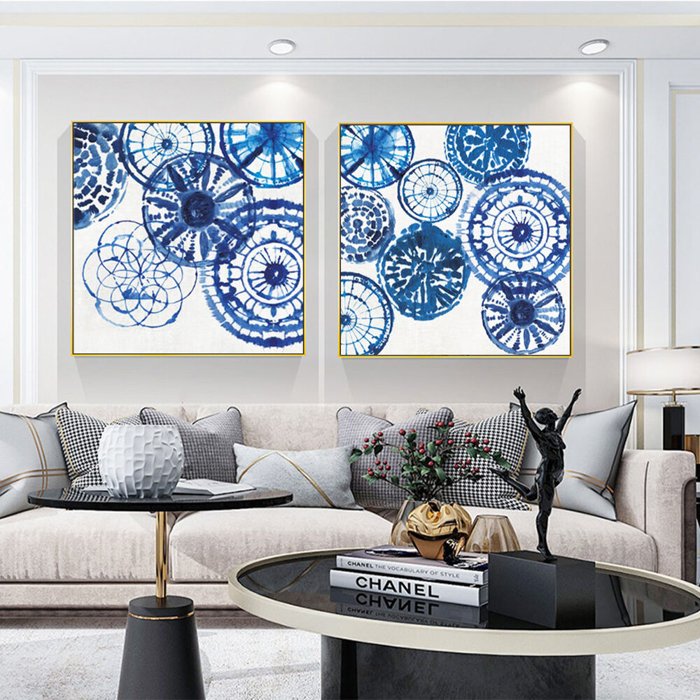 40cmx40cm Blue Day 2 Sets Gold Frame Canvas Wall Art Price