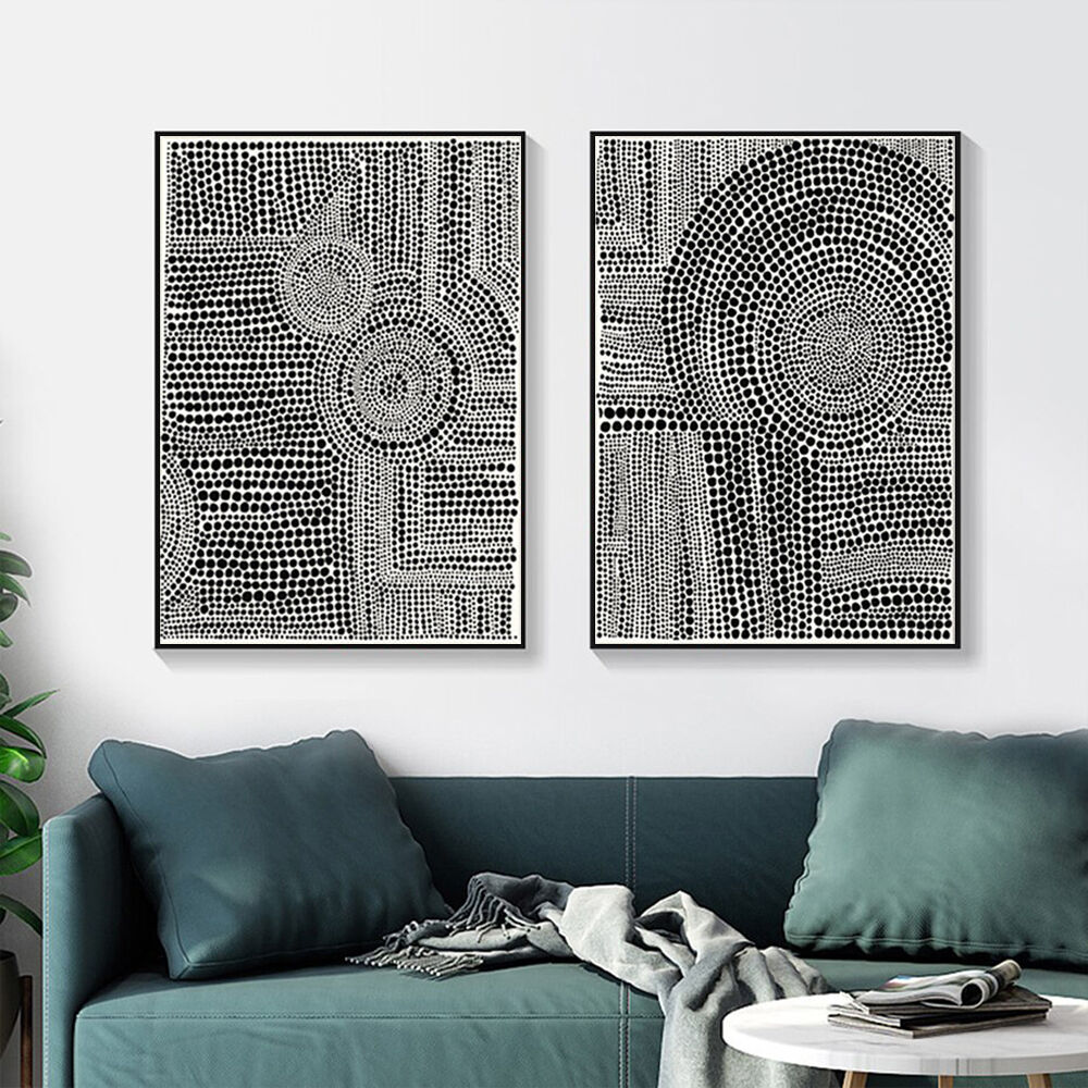 60cmx90cm Clustered Dots 2 Sets Black Frame Canvas Wall Art Price