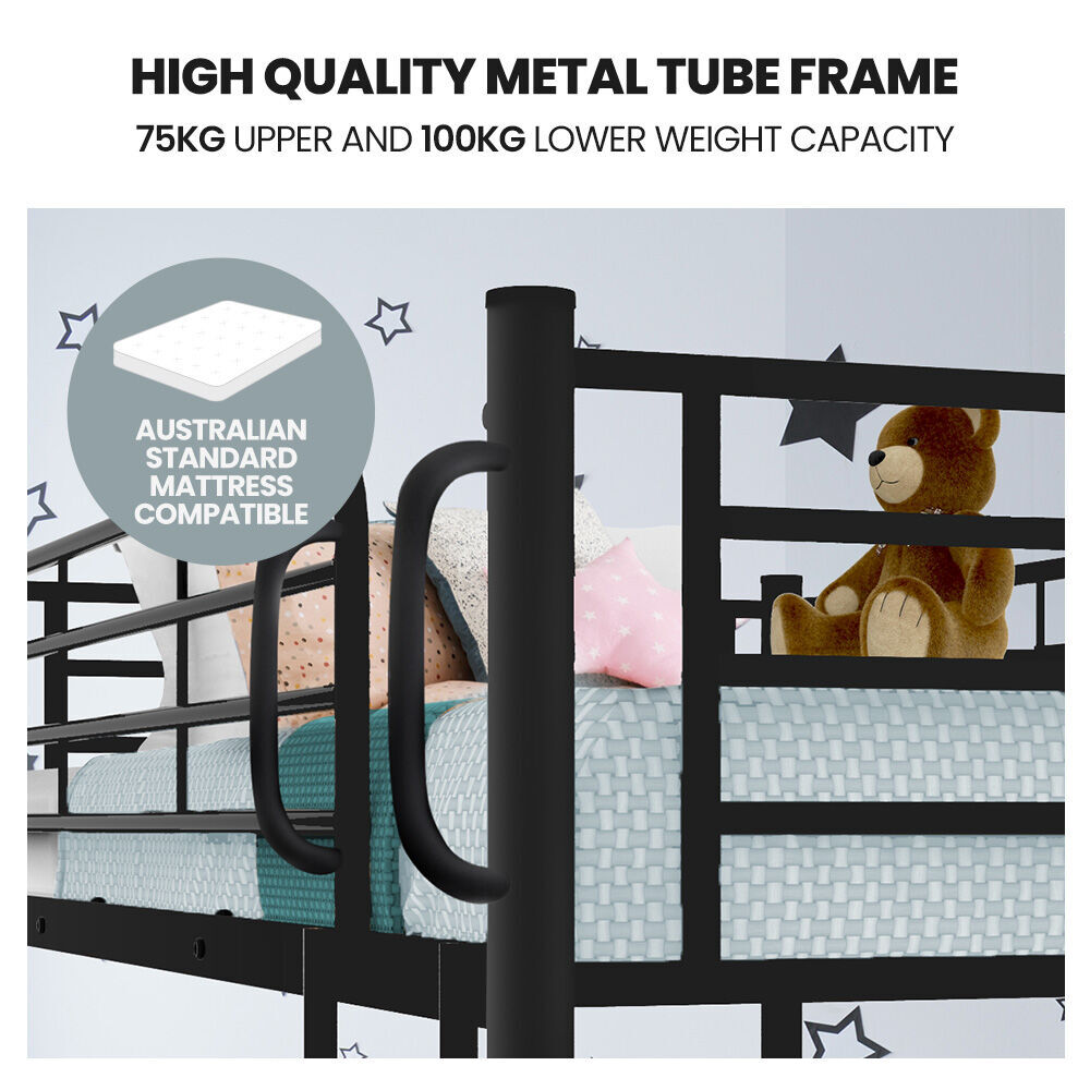 Kingston Sl2in1 King Single Metal Bunk Bed Frame, with Modular Design, Dark Matte Grey Price