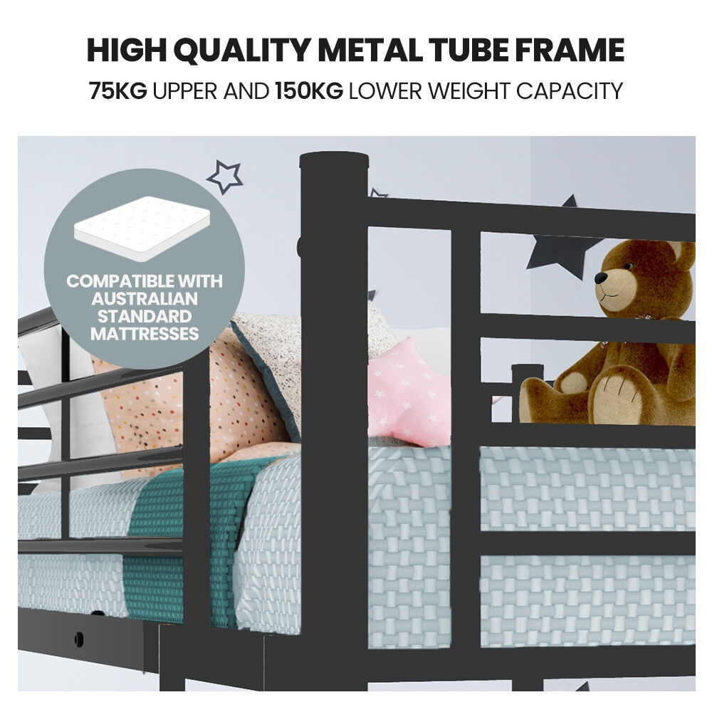 Kingston SlMetal Single over Double Bunk Bed Frame, Dark Matte Grey Price