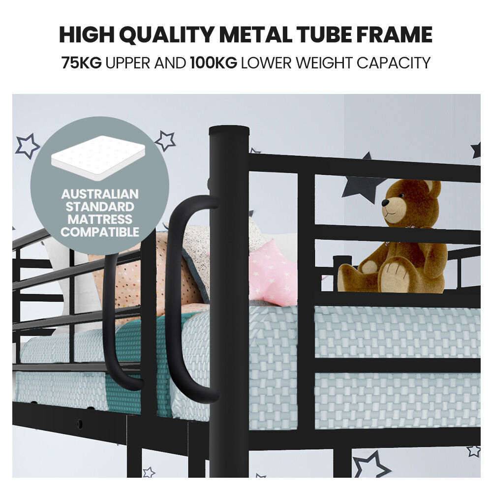 Kingston Slumber 2in1 Single Metal Bunk Bed Frame, with Modular Design, Dark Matte Grey Price