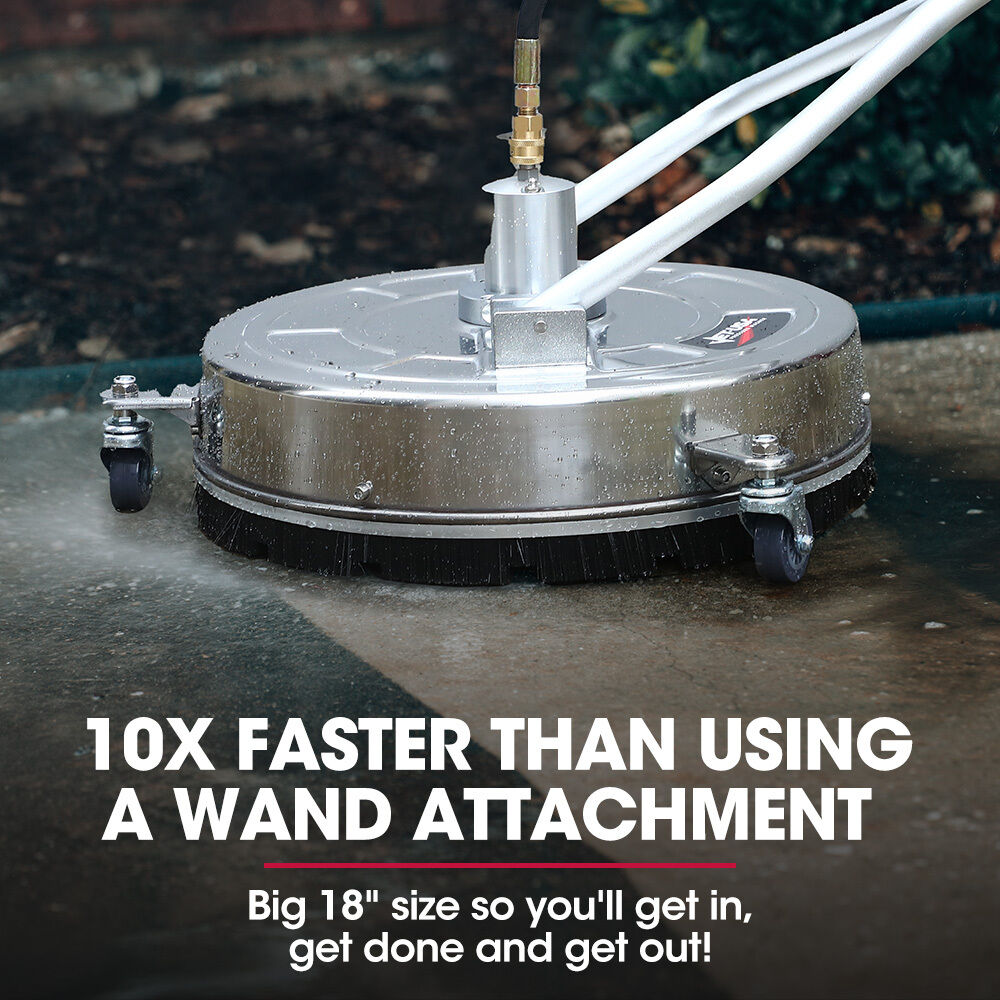 Jet-USA 18" Stainless Steel Pressure Washer Surface Cleaner with Yoke Handlebar, 3/8" Fitting, For Concrete Driveway Patio Floor Price