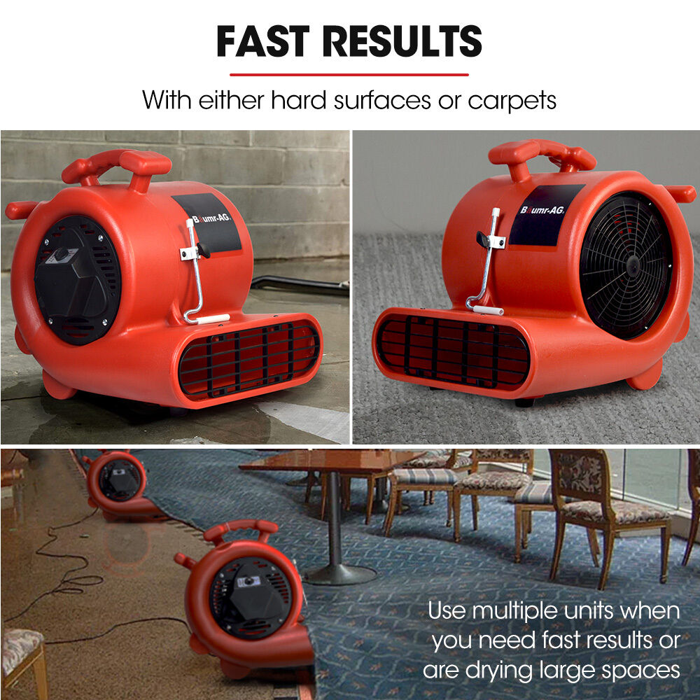 Baumr-AG 3-Speed Carpet Dryer Air Mover Blower Fan, 1300CFM, Sealed Copper Motor, Poly Housing Price