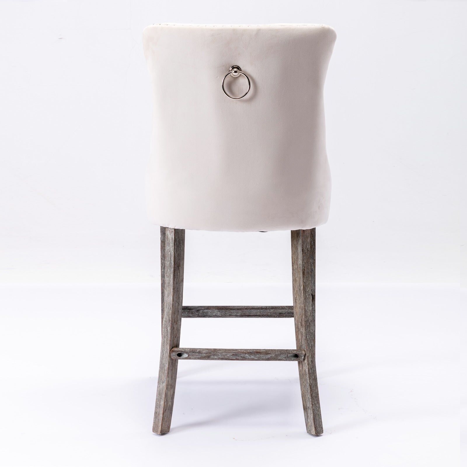 2X Velvet Bar Stools with Studs Trim Wooden Legs Tufted Dining Chairs Kitchen Price
