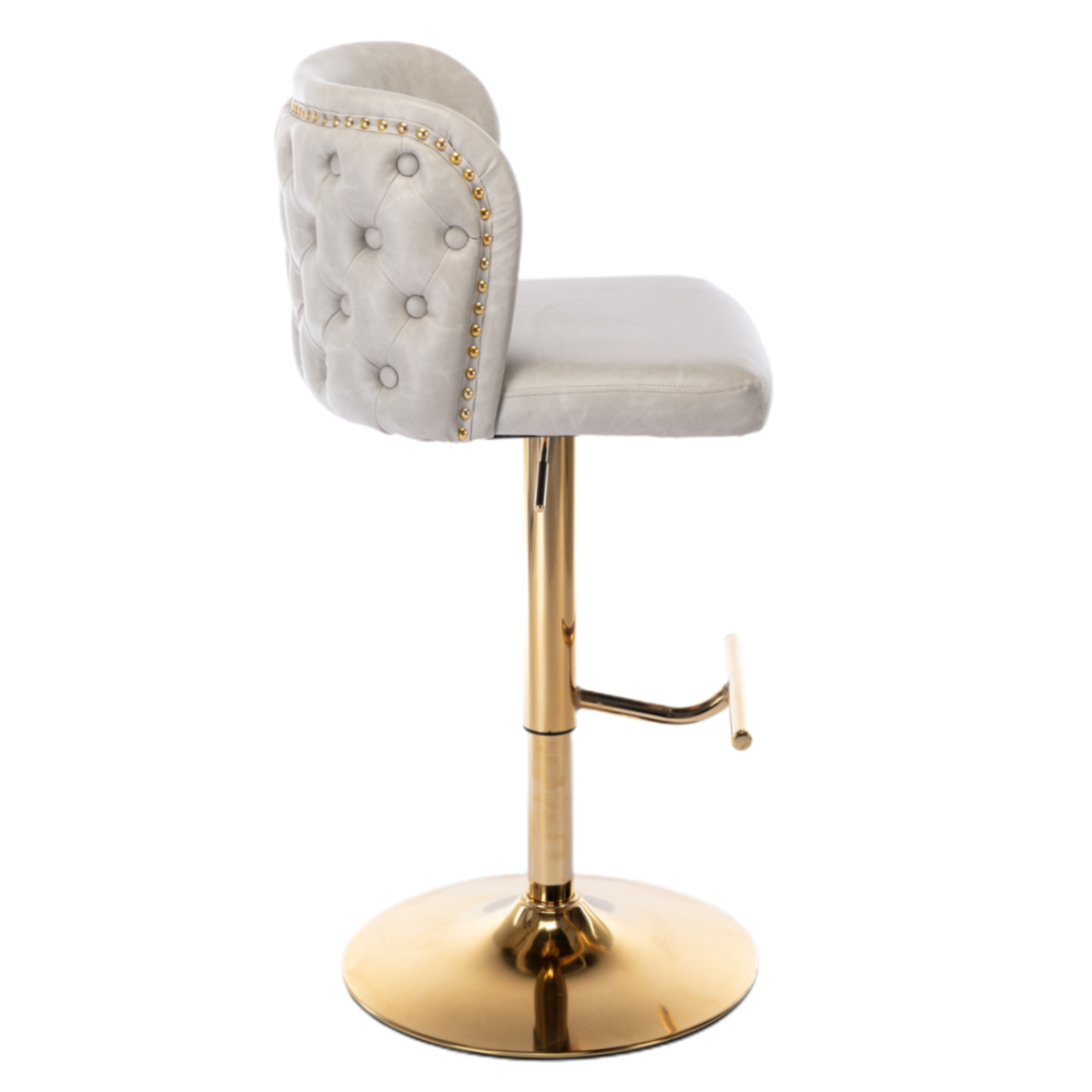 2x Faux Leather Golden Base Swivel Bar Stools- Beige Price