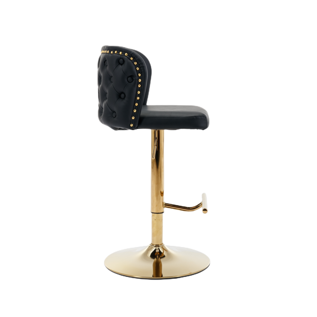 2x Faux Leather Golden Base Swivel Bar Stools- Black Price