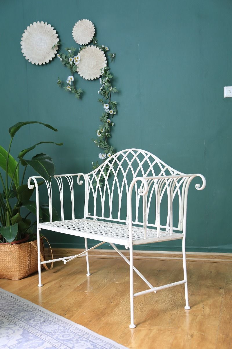White Lavinia Iron Outdoor Bench Price