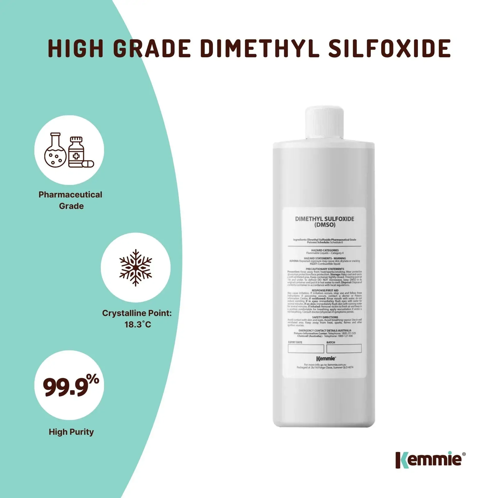 500ml DMSO Liquid 99.9% Pure Pharmaceutical Dimethyl Sulfoxide Grade Solvent Price