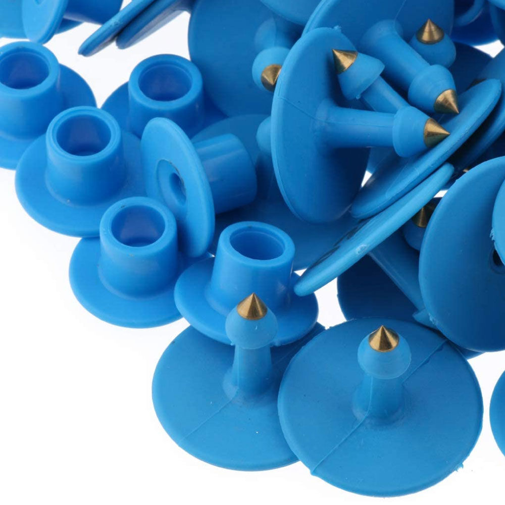 1-100 Cattle Number Ear Tags Set - Round Blue Pig Sheep Goat Livestock Labels Price