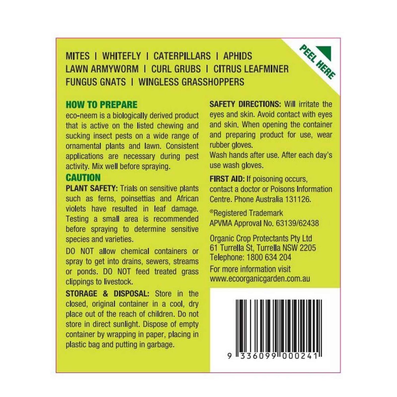 100ml Eco Neem Oil Botanical Organic Insecticide Econeem Sucking Lawn Grubs Pest Price