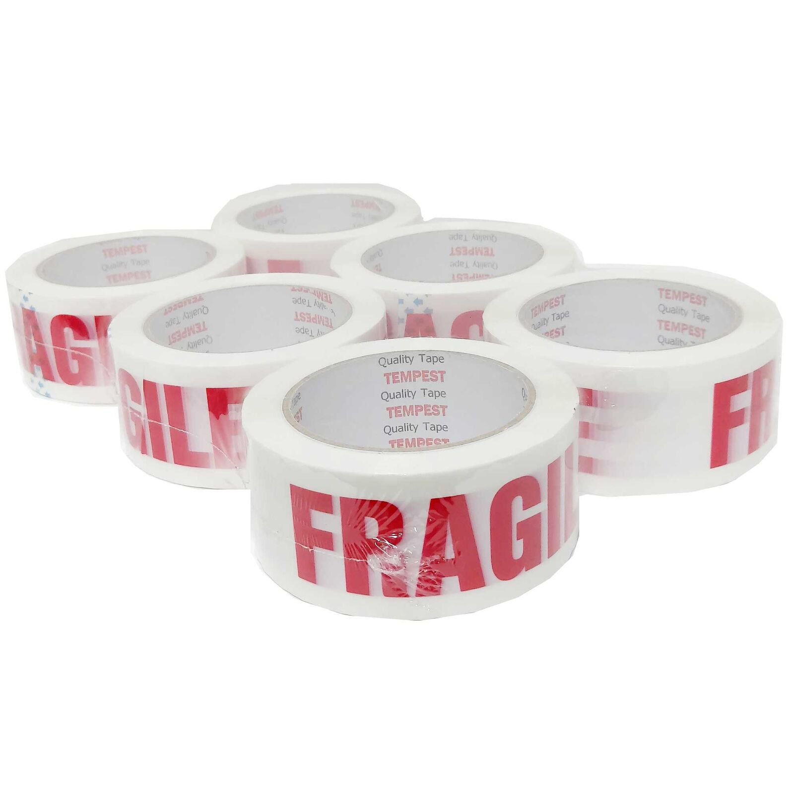 6x Fragile Packing Tape 48mmx75m Long Rolls Red White Packaging Adhesive Label Price