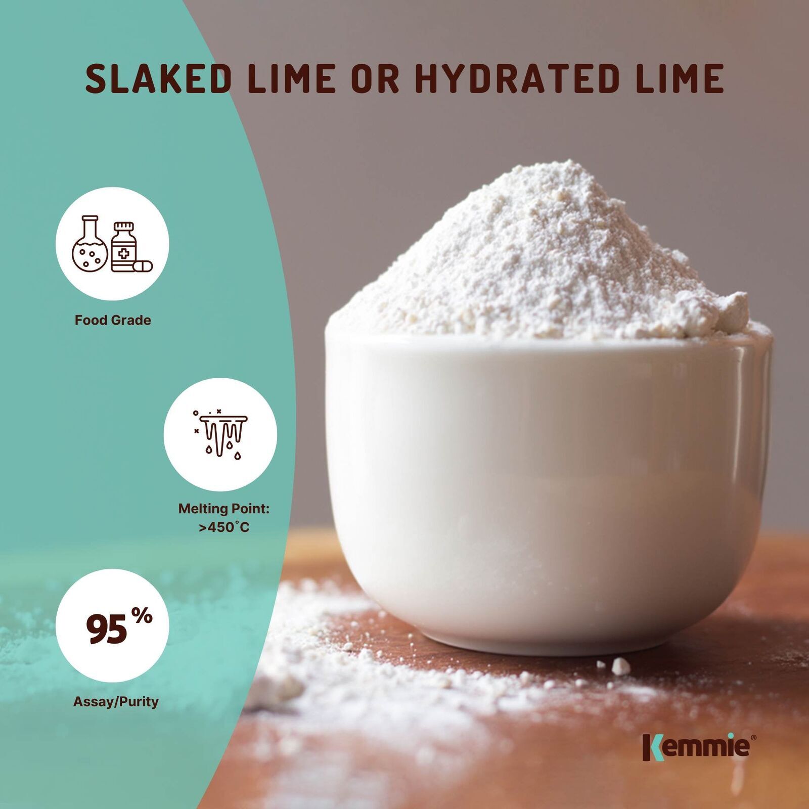100g Food Grade Calcium Hydroxide Powder - FCC Hydrated Slaked Pickling Lime Price