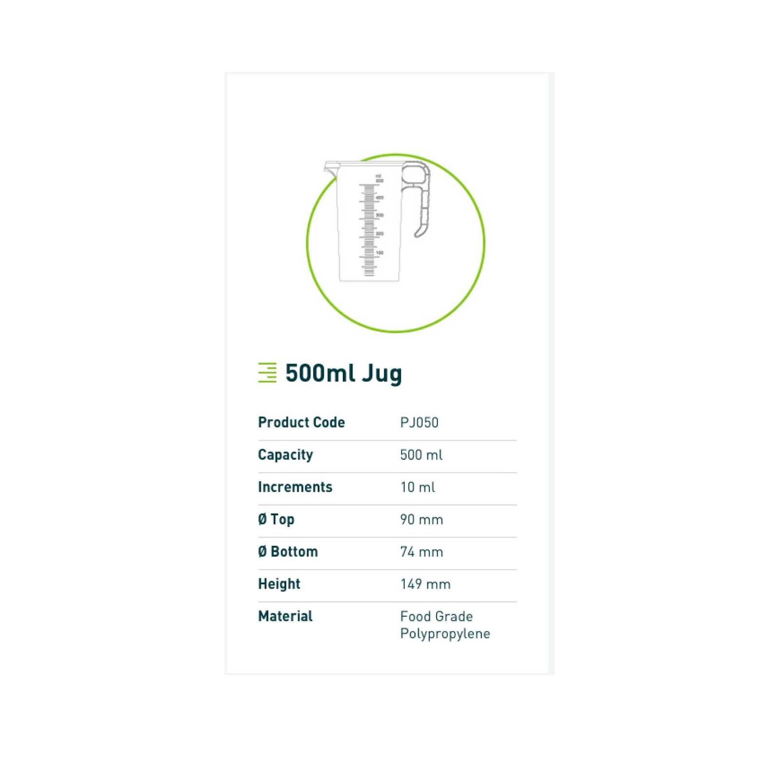 500ml Measuring Jug Heavy Duty Clear Plastic Propylene BPA 5 Food Grade Pro-Jug Price