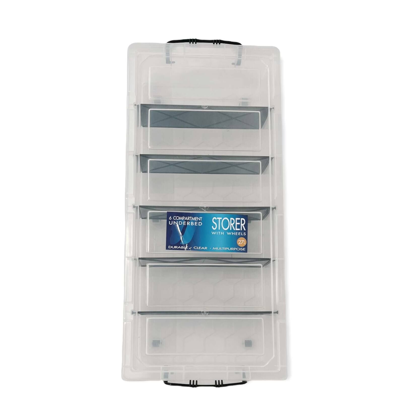 Under Bed 6 Compartment Storer with Wheels 27L Container Tub Storage Unit Price