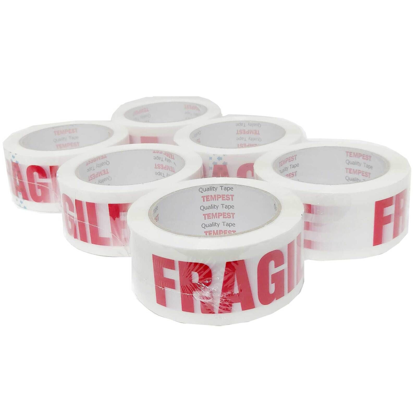 1x Fragile Packing Tape 48mmx75m - Long Rolls Red White Packaging Adhesive Label Price